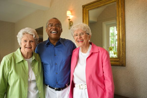 Elderly people posing