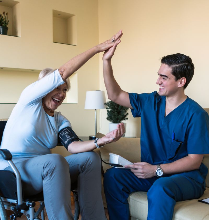 Blood Pressure Checking by Male Caregiver